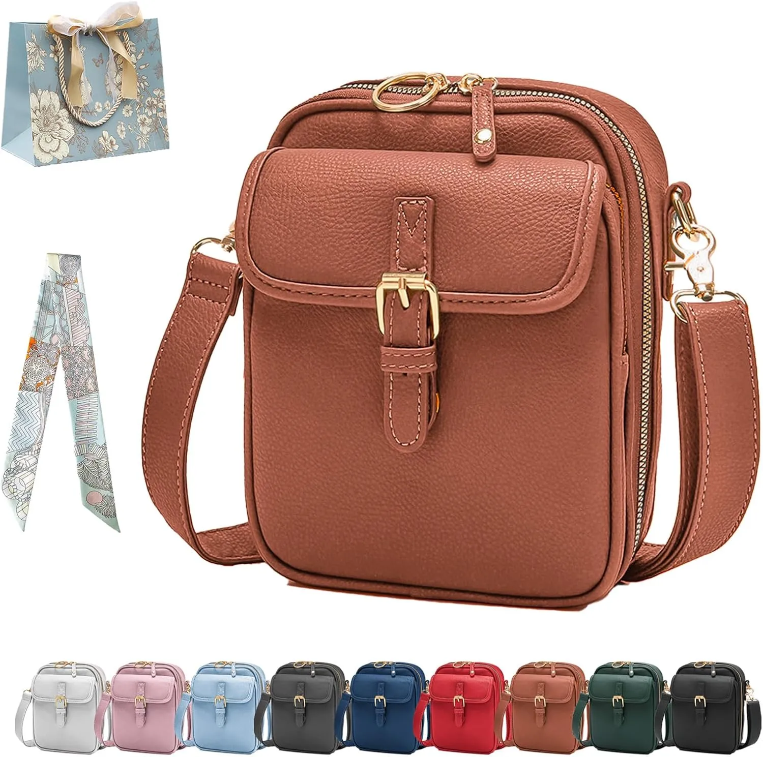 Forcipower Crossbody Leather Bag, Urvashi Crossbody Leather Bag with built in wallet, Vintage Messenger Bag