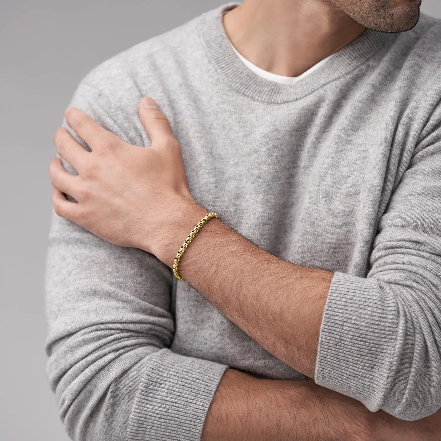 Fossil Men's Plated Stainless Steel Engravable Personalized Gift ID, Chain or Cuff Bracelet for Men