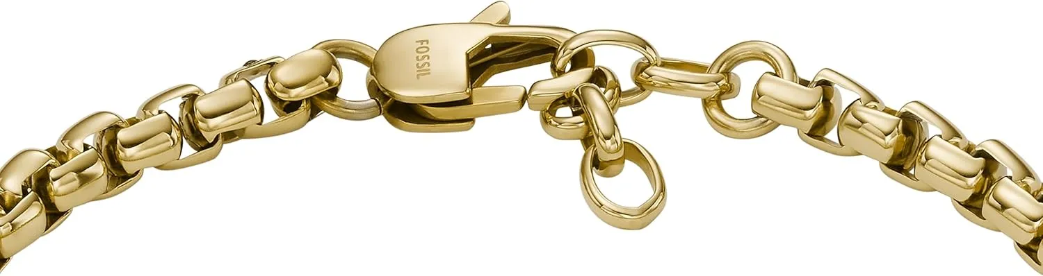 Fossil Men's Plated Stainless Steel Engravable Personalized Gift ID, Chain or Cuff Bracelet for Men