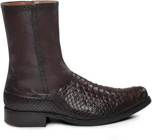 FRANCO CUADRA Men's Boot in Genuine Python Leather Brown 827PBTS