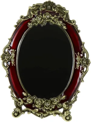 FRCOLOR 1pc Vintage Tabletop Makeup Mirror Retro Style Metal Cosmetic Mirror for Bedroom Reflection Practical Design for Makeup Application and Grooming