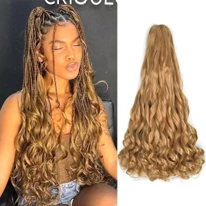 French Curl Braiding Hair 22 Inch 8 Packs Bouncy Loose Wave Crochet Hair for Black Women 75g/Pack Blonde Synthetic Curly Braiding Hair Extensions Daily Use (22 Inch,8 Packs,27#)