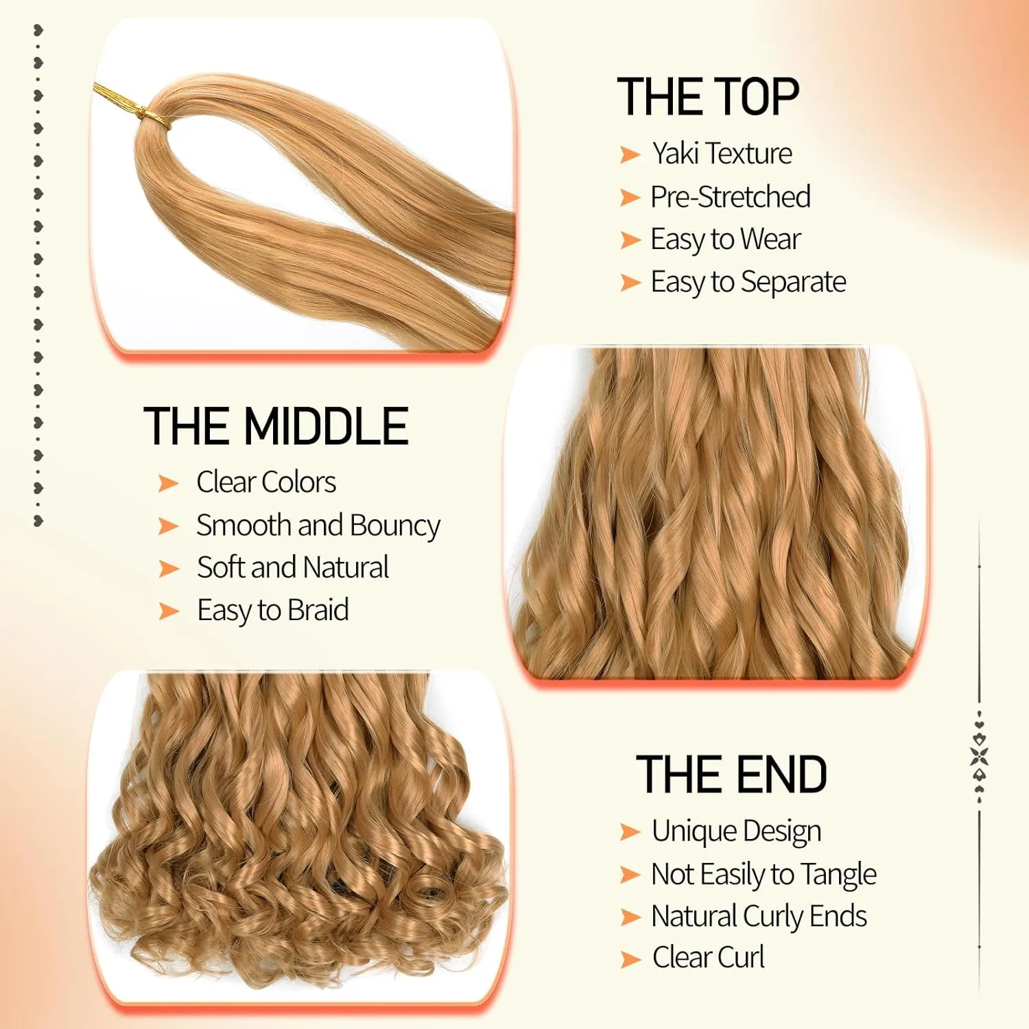 French Curl Braiding Hair 22 Inch 8 Packs Bouncy Loose Wave Crochet Hair for Black Women 75g/Pack Blonde Synthetic Curly Braiding Hair Extensions Daily Use (22 Inch,8 Packs,27#)