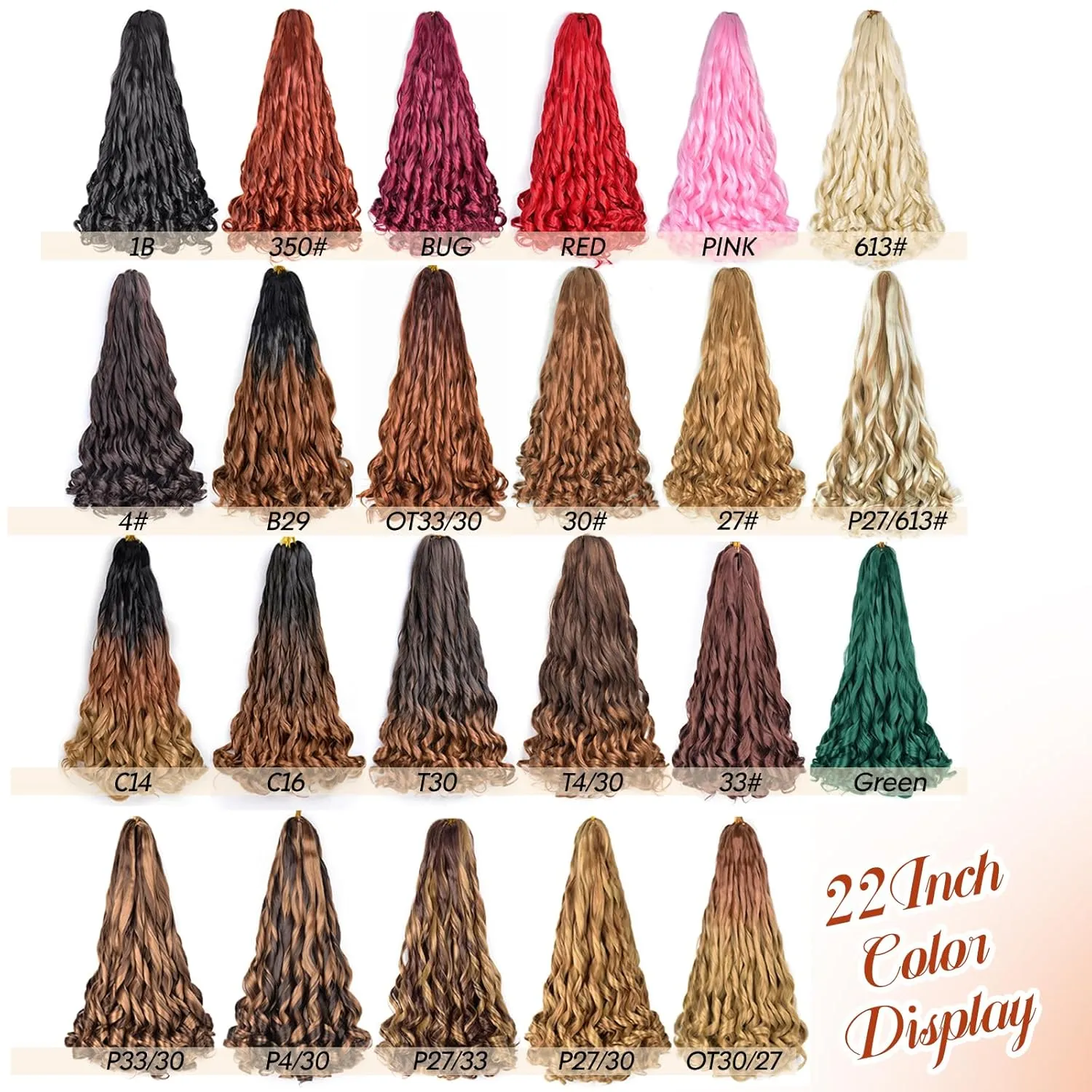 French Curl Braiding Hair 22 Inch 8 Packs Bouncy Loose Wave Crochet Hair for Black Women 75g/Pack Blonde Synthetic Curly Braiding Hair Extensions Daily Use (22 Inch,8 Packs,27#)