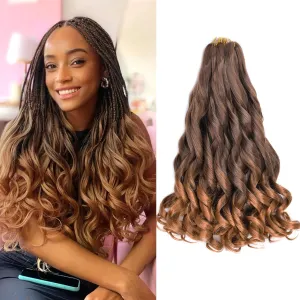 French Curl Braiding Hair 8 Packs 16 Inch Pre Stretched Synthetic Spiral Curly Crochet Ombre Braiding Hair 75g/Pack French Curl Hair Extensions for Black Women (16 Inch,8 Packs,T4/30)