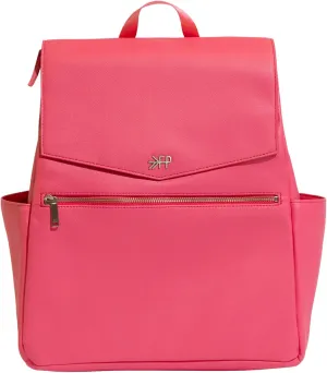 Freshly Picked Classic II Diaper Bag Backpack, Wipeable Vegan Leather With Changing Pad, Convertible (Hot Pink)