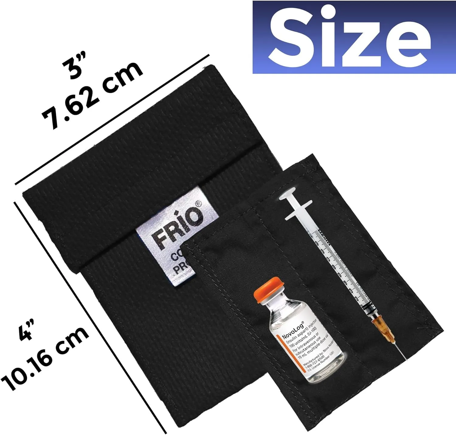 Frio Cooling Wallet- Mini - Black - Holds Single Insulin Vial or Eye Drop Bottle - Keeps Insulin Cool More Than 45 Hours Without Ever Needing Refrigeration!-Low Shipping Rates-
