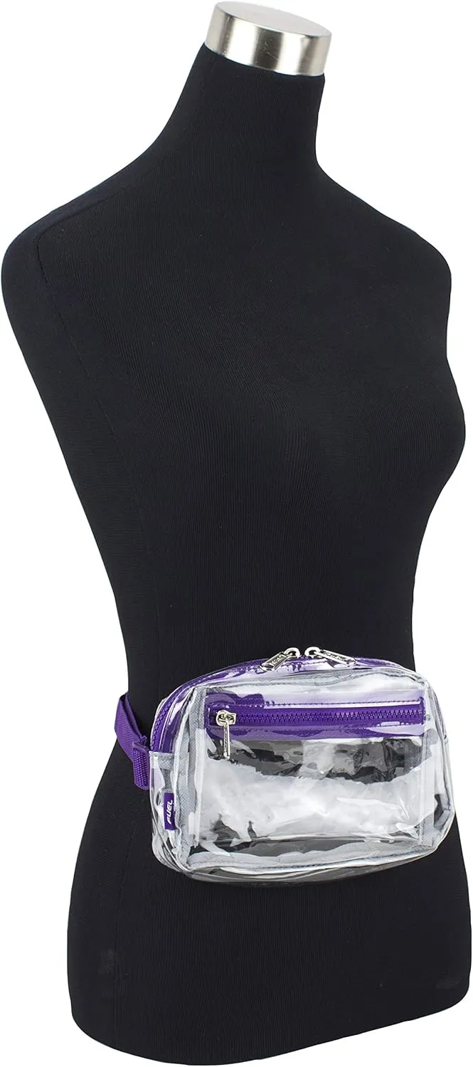 Fuel Transparent Clear See Through Fanny Pack Waist Bag Adjustable Strap,for Sports, Events, Festivals, Work, Clear/Purple