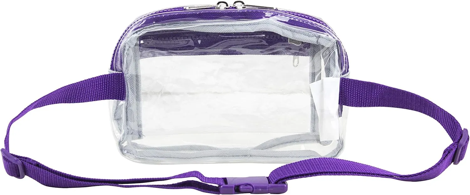 Fuel Transparent Clear See Through Fanny Pack Waist Bag Adjustable Strap,for Sports, Events, Festivals, Work, Clear/Purple