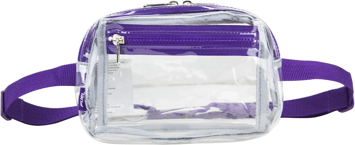 Fuel Transparent Clear See Through Fanny Pack Waist Bag Adjustable Strap,for Sports, Events, Festivals, Work, Clear/Purple