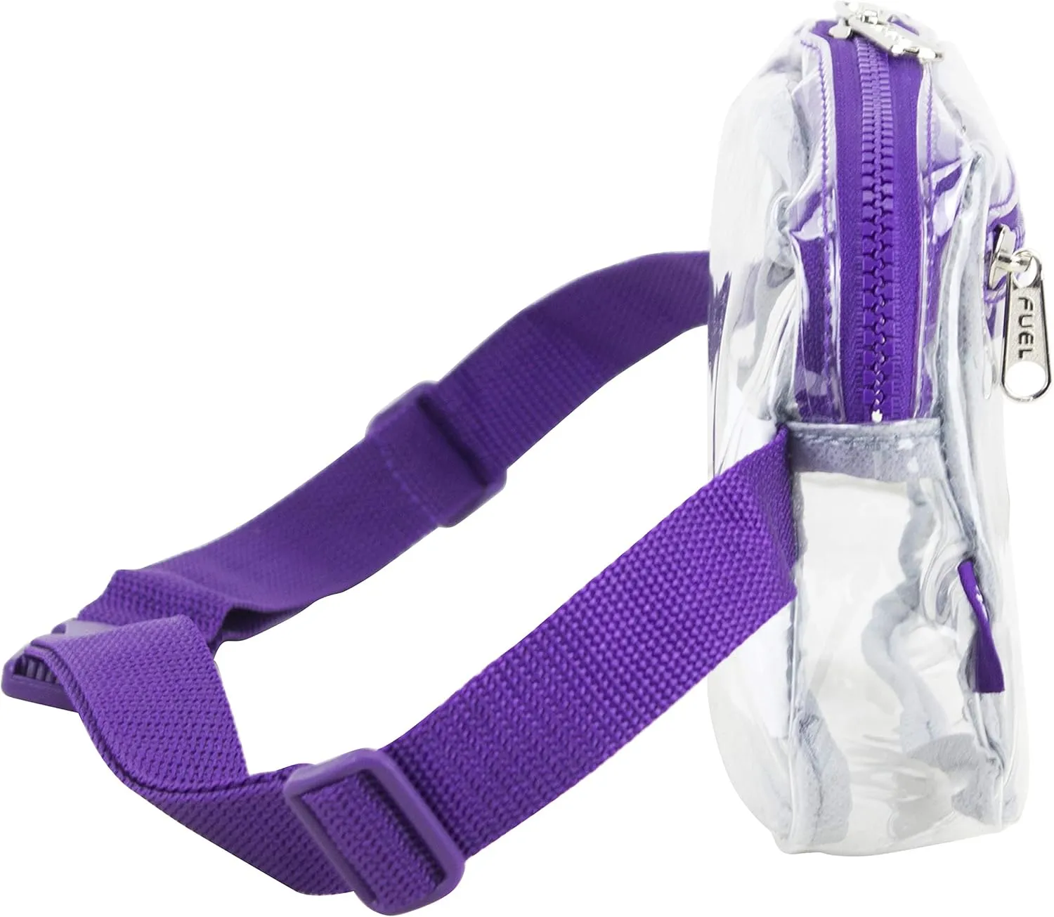 Fuel Transparent Clear See Through Fanny Pack Waist Bag Adjustable Strap,for Sports, Events, Festivals, Work, Clear/Purple
