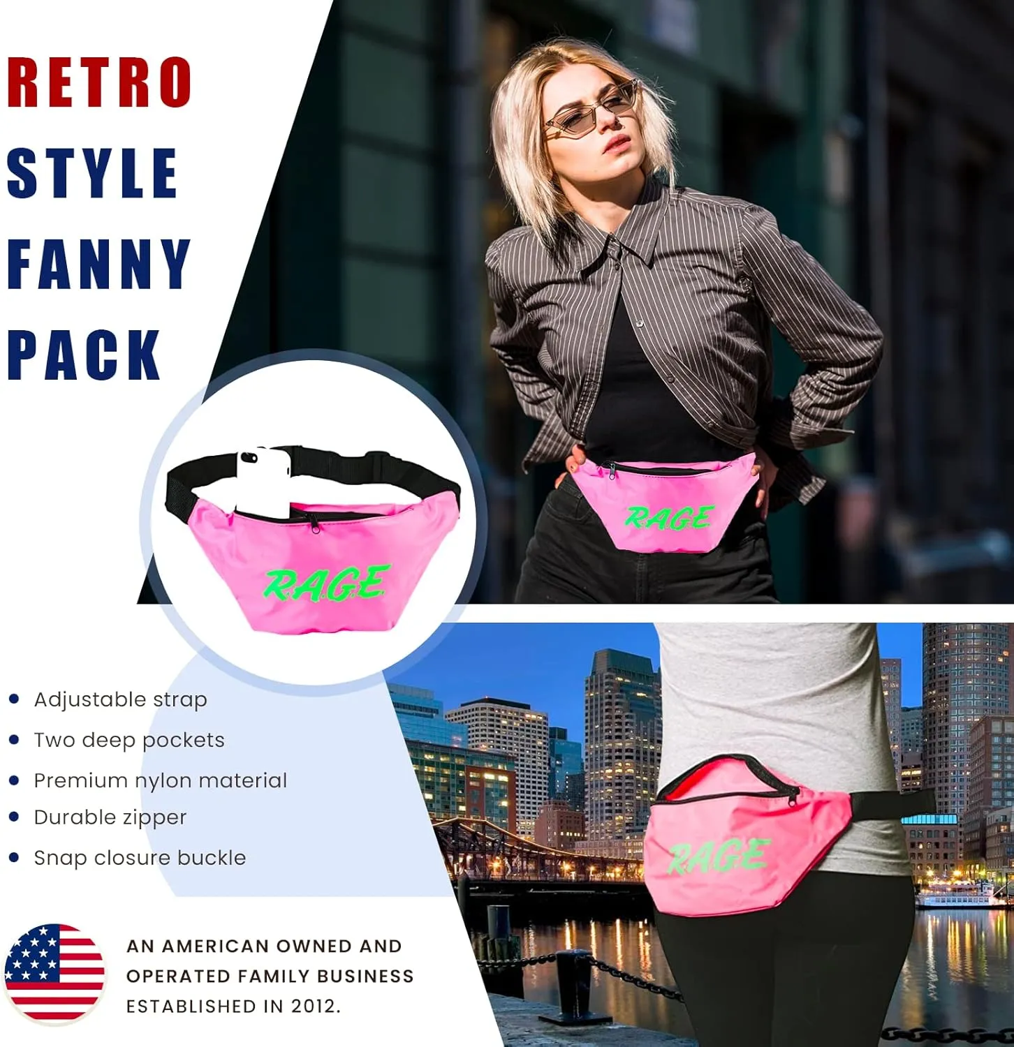 Funny Guy Mugs RAGE Fanny Pack, Neon Pink