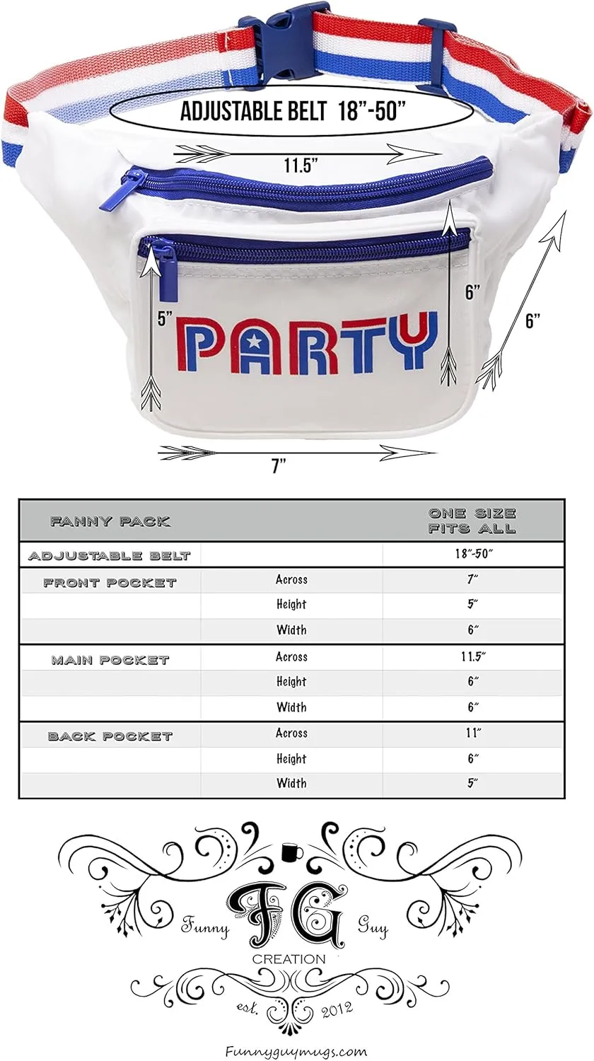 Funny Guy Mugs Red White Blue Party Premium USA Fanny Pack