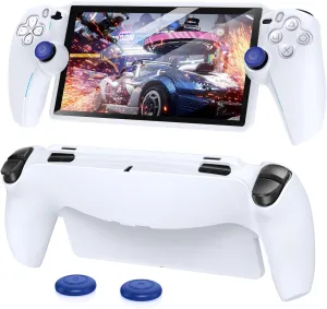 FYOUNG Protective Case for Playstation Portal, Silicone Soft Grip Cover Case Protector with Full Protection and Non-Slip Thumb Grips Accessories Kit for Playstation Remote Player (White)