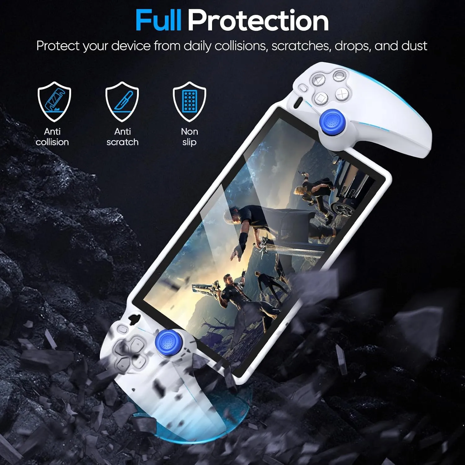 FYOUNG Protective Case for Playstation Portal, Silicone Soft Grip Cover Case Protector with Full Protection and Non-Slip Thumb Grips Accessories Kit for Playstation Remote Player (White)