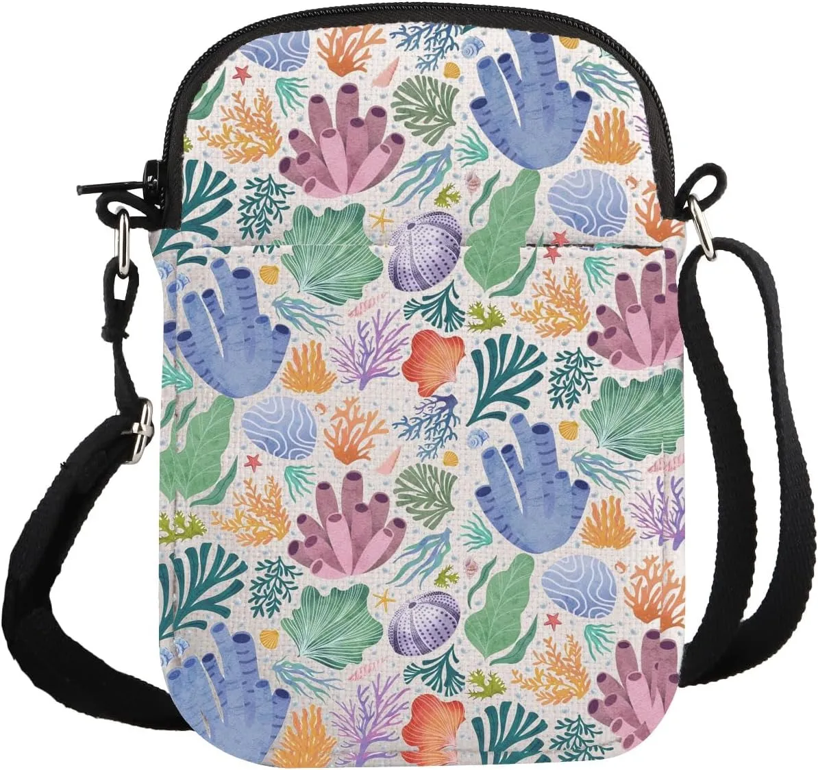 G2TUP Corals Lover Gift Coral Design Crossbody Bag Aquarium Lover Travel Bag Sea Life Protect Gift