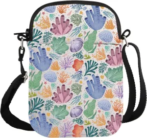G2TUP Corals Lover Gift Coral Design Crossbody Bag Aquarium Lover Travel Bag Sea Life Protect Gift