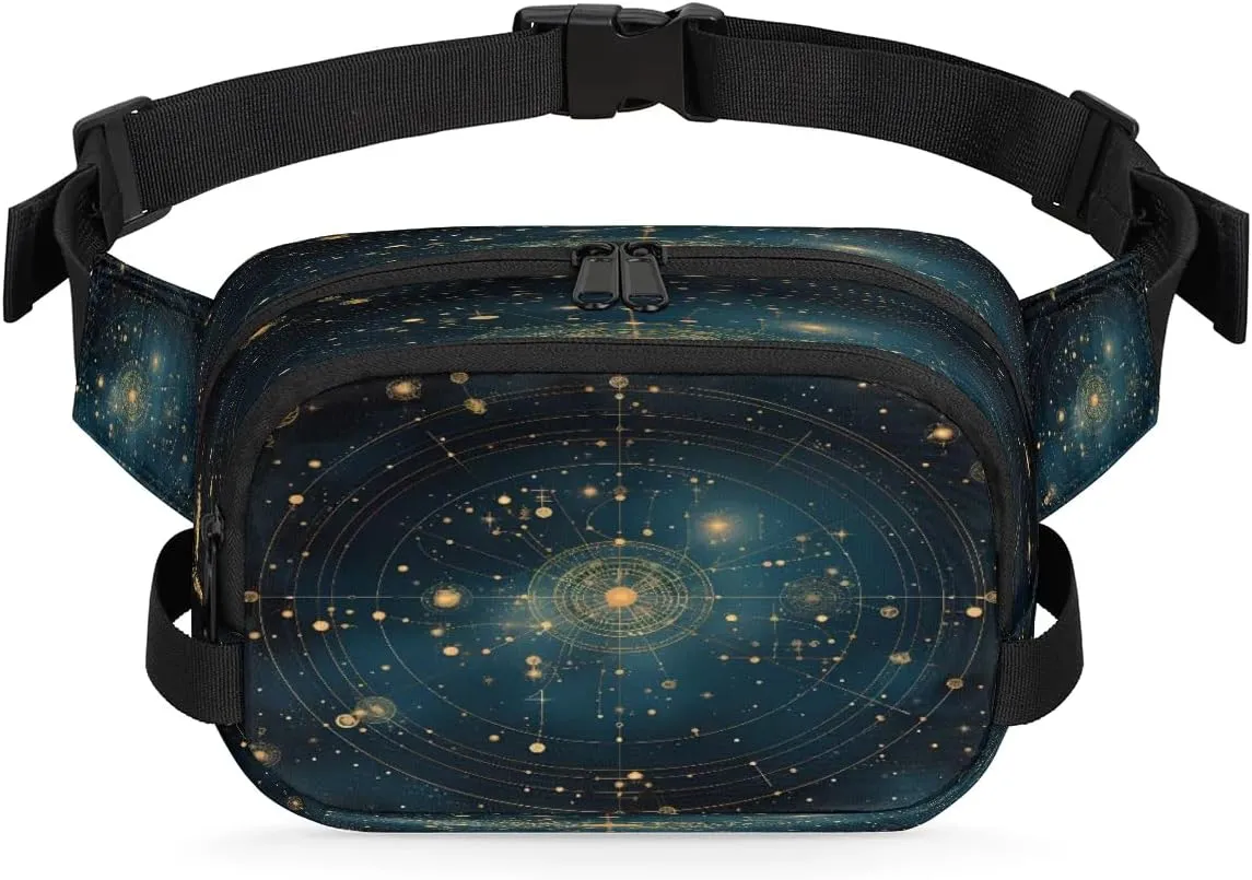 Galaxy Orbits Men's and Women's Waist Pack Crossbody Galaxy Prints Waist Pack Running Strap, Adjustable Shoulder Strap - For Hiking and Running Exercise Fitness