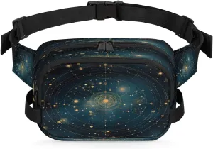 Galaxy Orbits Men's and Women's Waist Pack Crossbody Galaxy Prints Waist Pack Running Strap, Adjustable Shoulder Strap - For Hiking and Running Exercise Fitness
