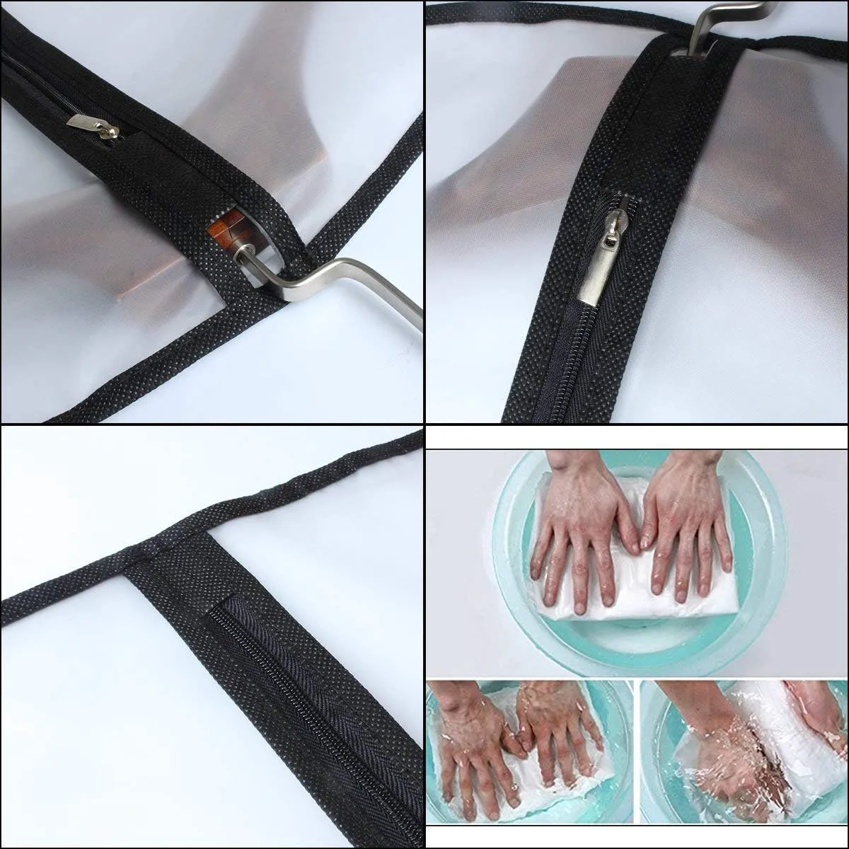 Garment Bag Black Side Breathable Clear Full Zipper Bags for Clothes Storage (24'' x 40'', Black   Balls)