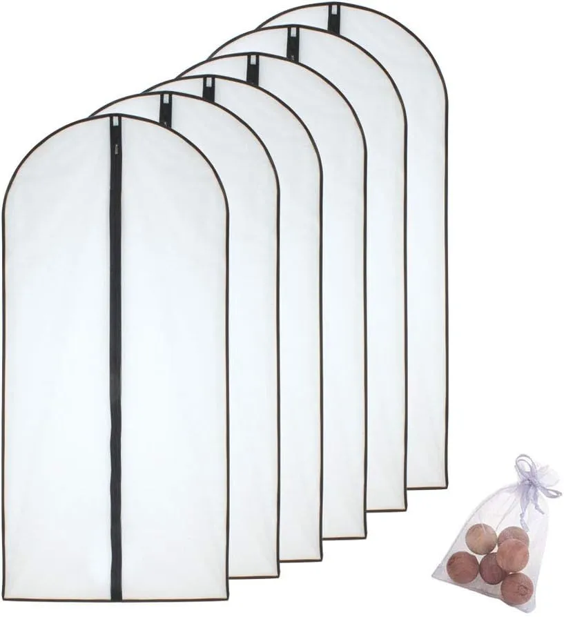 Garment Bag Black Side Breathable Clear Full Zipper Bags for Clothes Storage (24'' x 40'', Black   Balls)