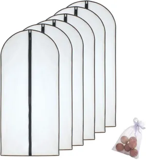 Garment Bag Black Side Breathable Clear Full Zipper Bags for Clothes Storage (24'' x 40'', Black   Balls)