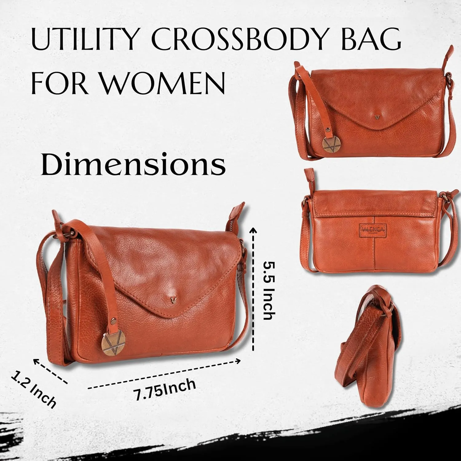 Genuine Italian Leather Small Crossbody Sling Bag RFID Protected Trendy Casual Office with Adjustable Strap