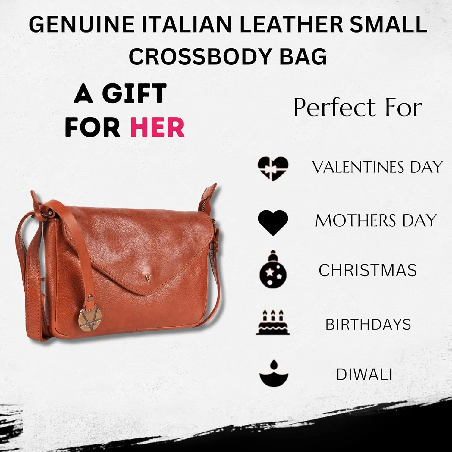 Genuine Italian Leather Small Crossbody Sling Bag RFID Protected Trendy Casual Office with Adjustable Strap