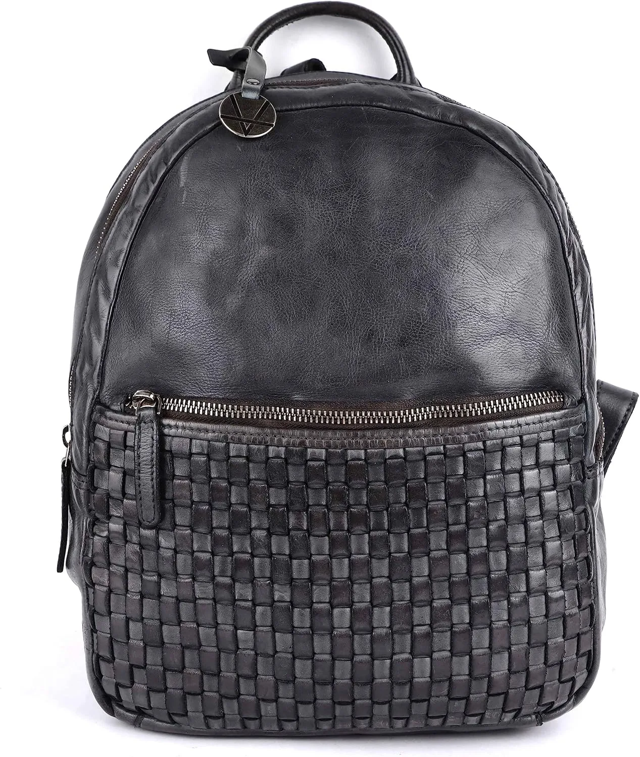 Genuine Leather Backpack for Men, Casual Backpack for Women Office Bag with Adjustable Shoulder Strap (VL-054-GREY)