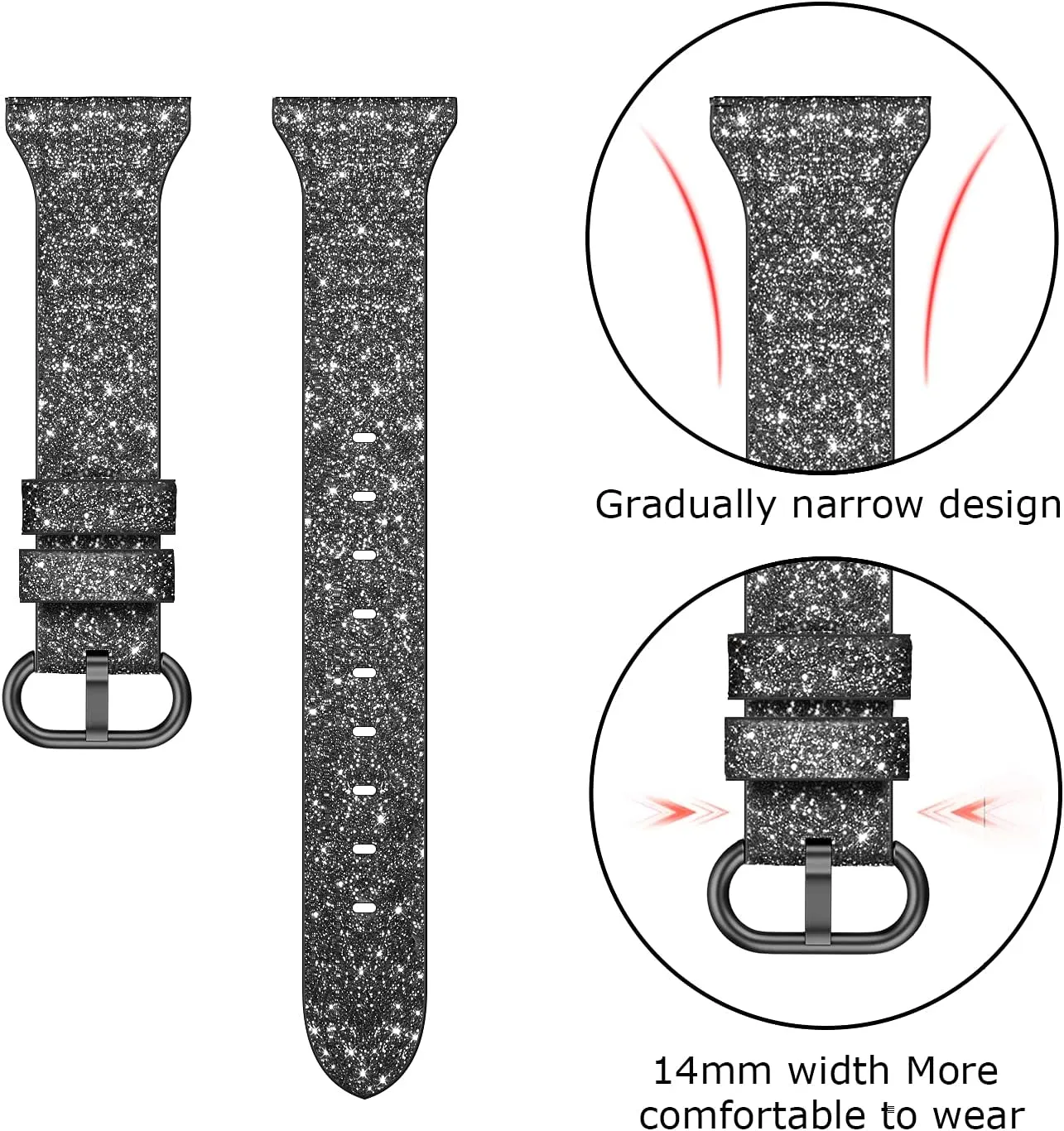 Genuine Leather Band Compatible for Apple Watch 42mm (Series 10) 41mm 38mm 40mm, Shiny Glitter Matte Slim Thin Leather Strap Compatible with iWatch Series 10 9 8 7 6 5 4 3 2 1 SE Sport Edition Women