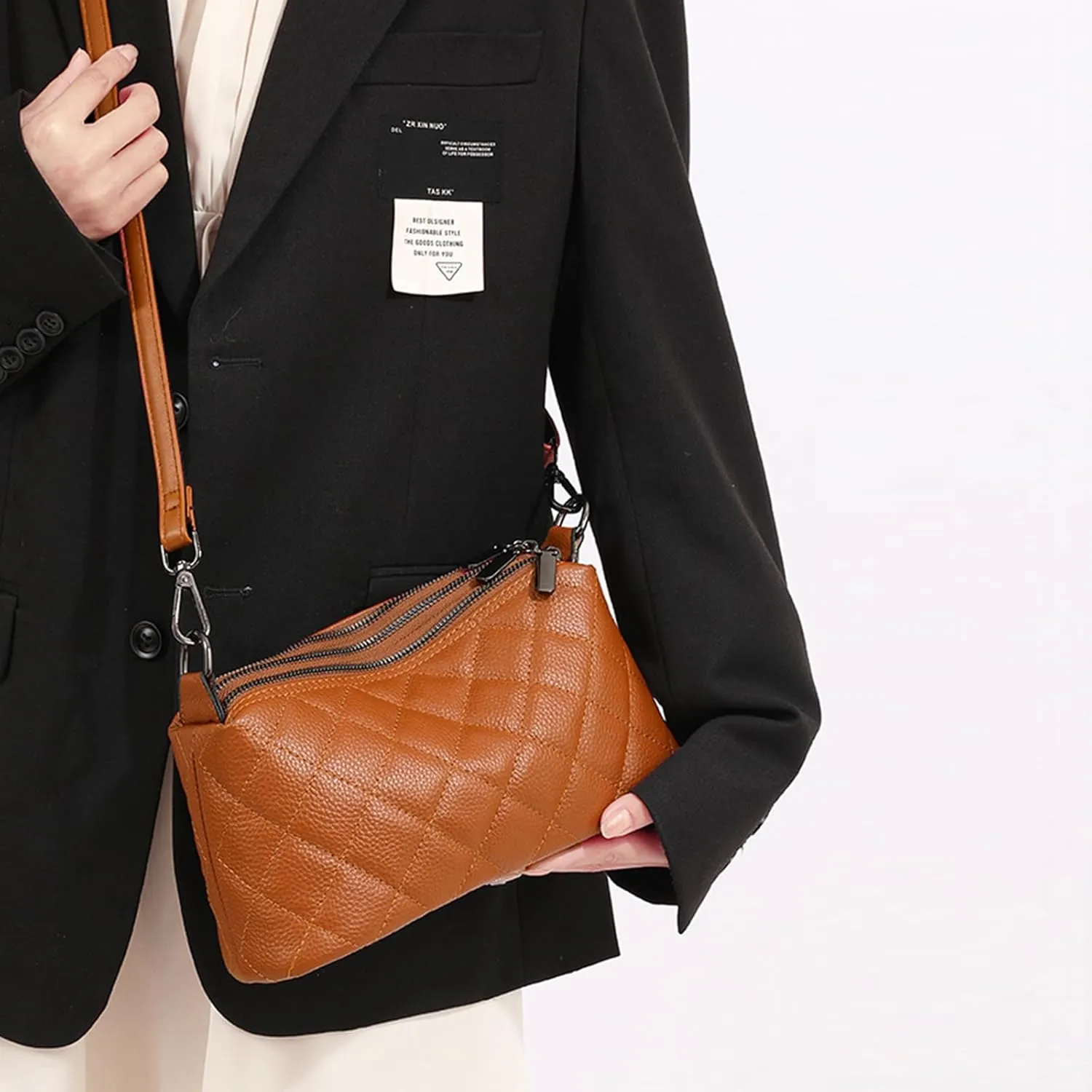 Genuine Leather Crossbody Purses for Women Small Shoulder Handbags Quilted Hobo Bags