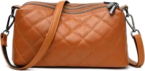 Genuine Leather Crossbody Purses for Women Small Shoulder Handbags Quilted Hobo Bags