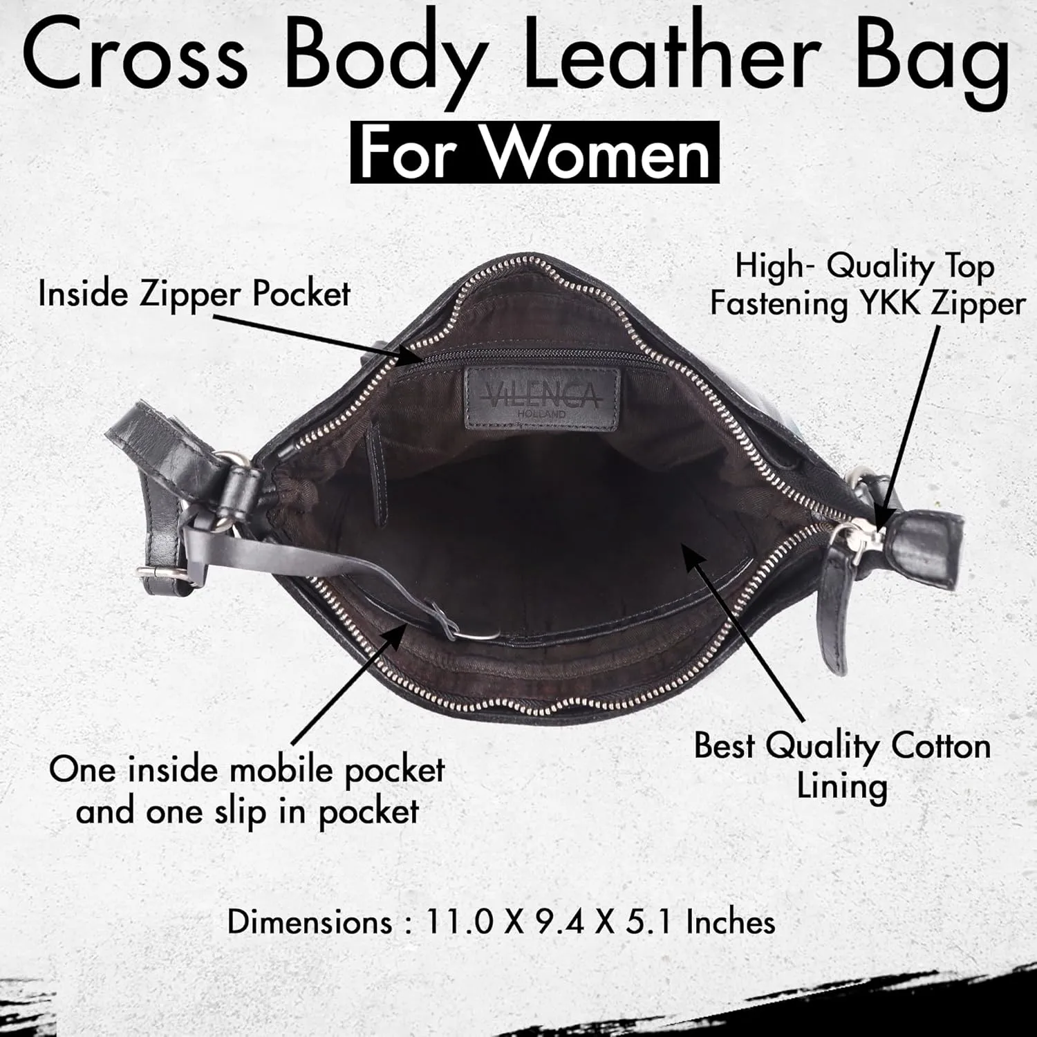 Genuine Leather Crossbody Sling Bag for Women - Trendy Casual Office Bag with Adjustable Strap