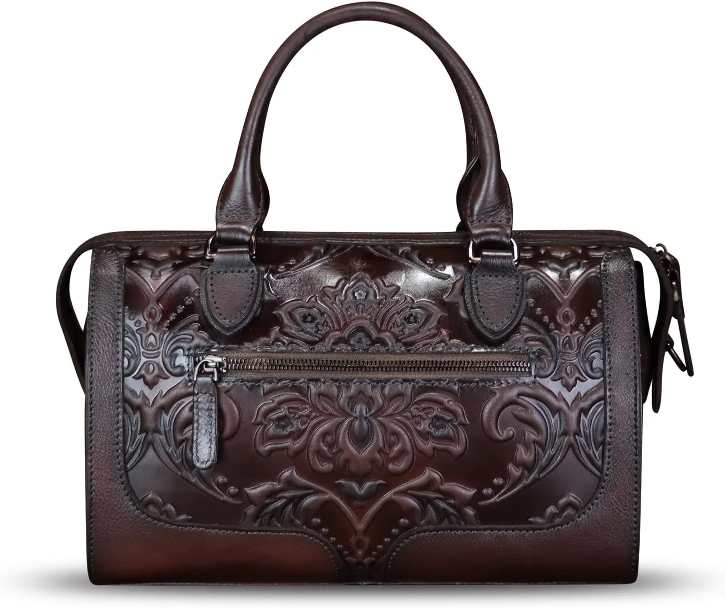 Genuine Leather Purses and Handbags for Women Vintage Embossed Leather Top Handle Crossbody Shoulder Bag Satchel Bag Strap