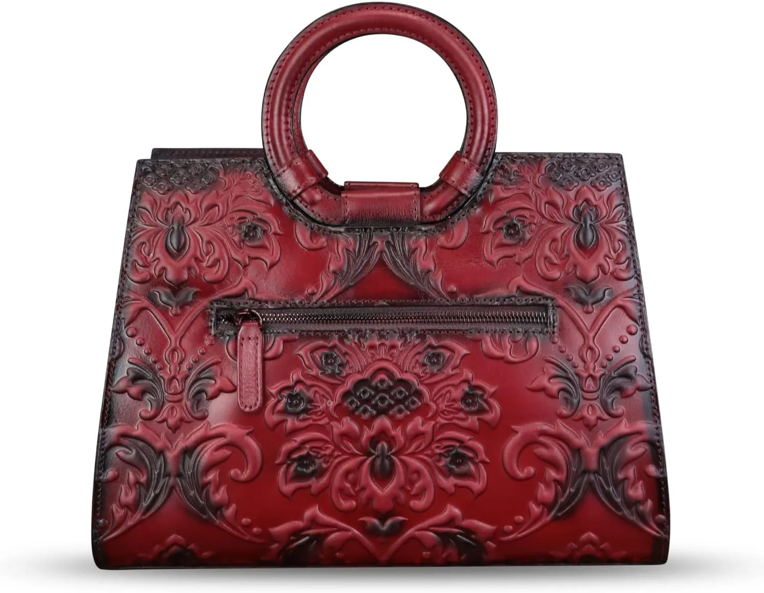Genuine Leather Purses and Handbags for Women Vintage Embossed Leather Top Handle Satchel Bags Crossbody Shoulder Bag Strap