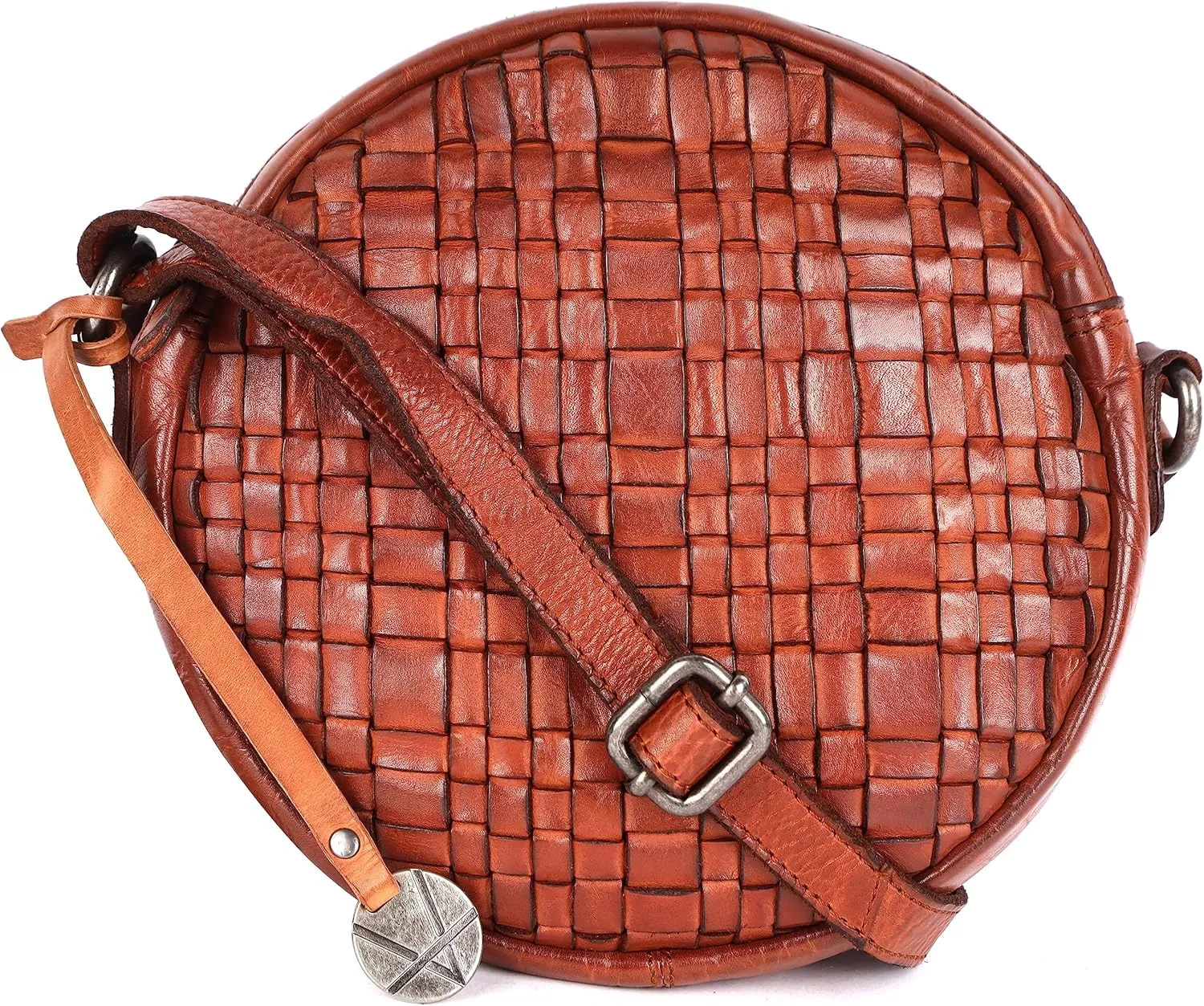 Genuine Leather Round Crossbody Bags For Women, Sling Bag For Women Crossbody Purse Trendy Casual