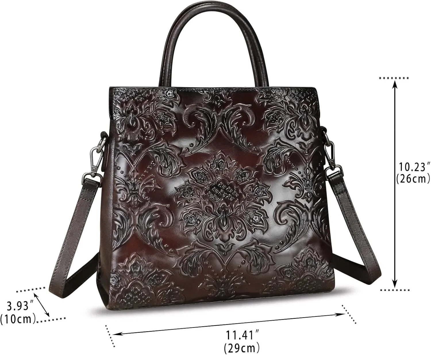 Genuine Leather Satchel for Women Top Handle Handbag Handmade Embossed Vintage Satchel Crossbody Handbags Purse Bag