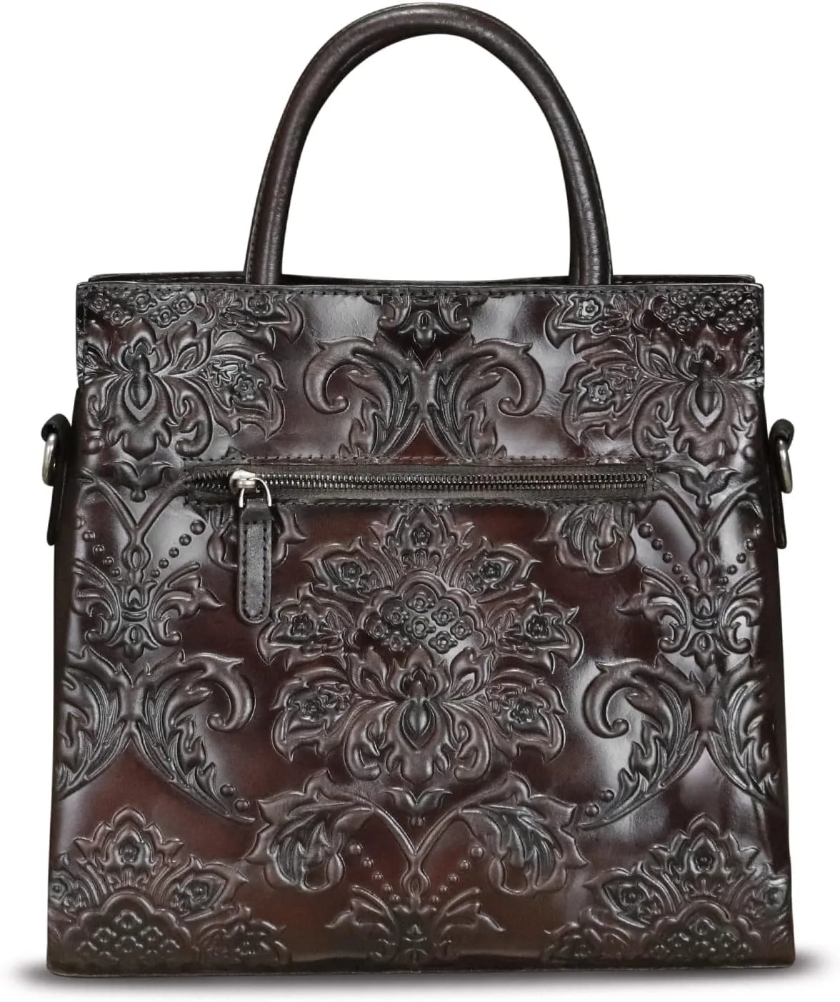 Genuine Leather Satchel for Women Top Handle Handbag Handmade Embossed Vintage Satchel Crossbody Handbags Purse Bag
