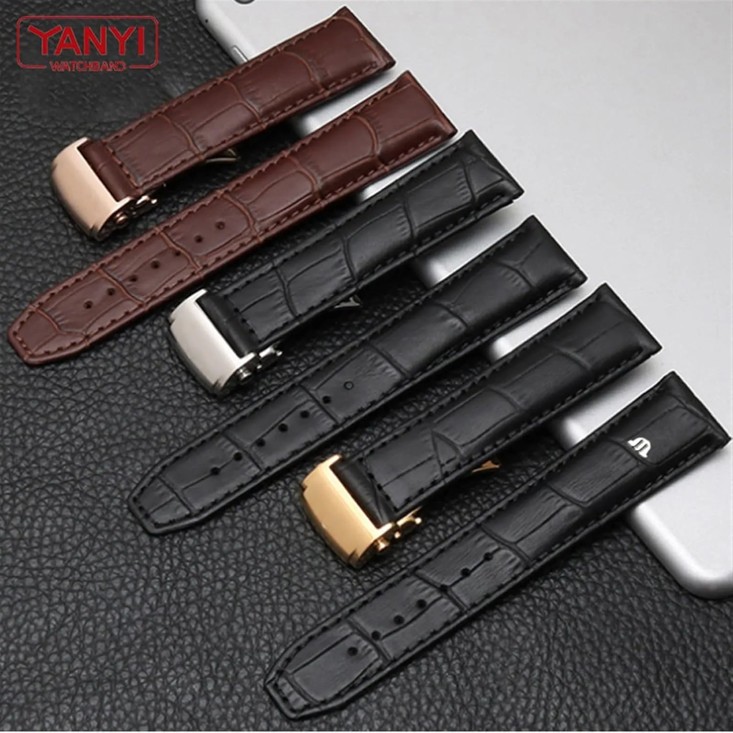 Genuine Leather Watch Strap 20mm 22mm，For MAURICE LACROIX Watchband Folding Buckle Leisure Business Cow Leather Bracelet