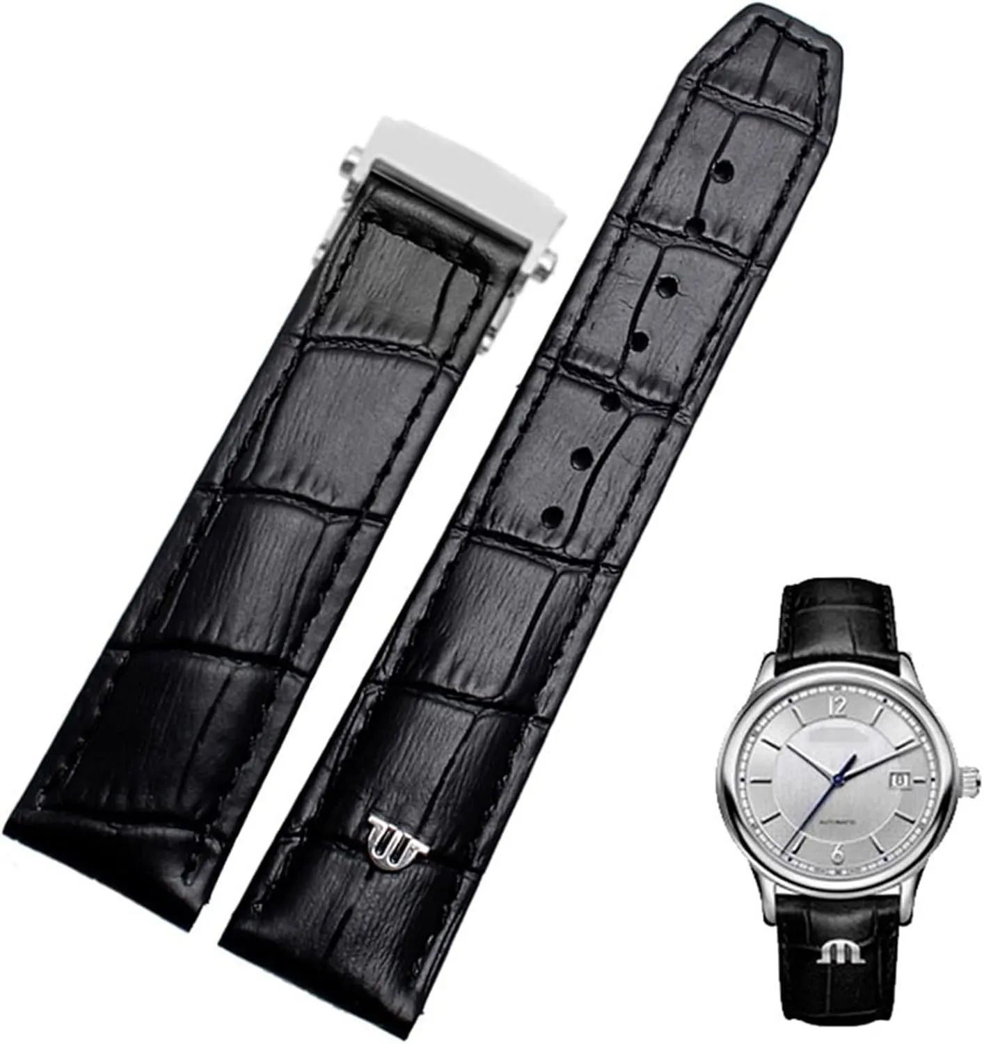 Genuine Leather Watch Strap 20mm 22mm，For MAURICE LACROIX Watchband Folding Buckle Leisure Business Cow Leather Bracelet