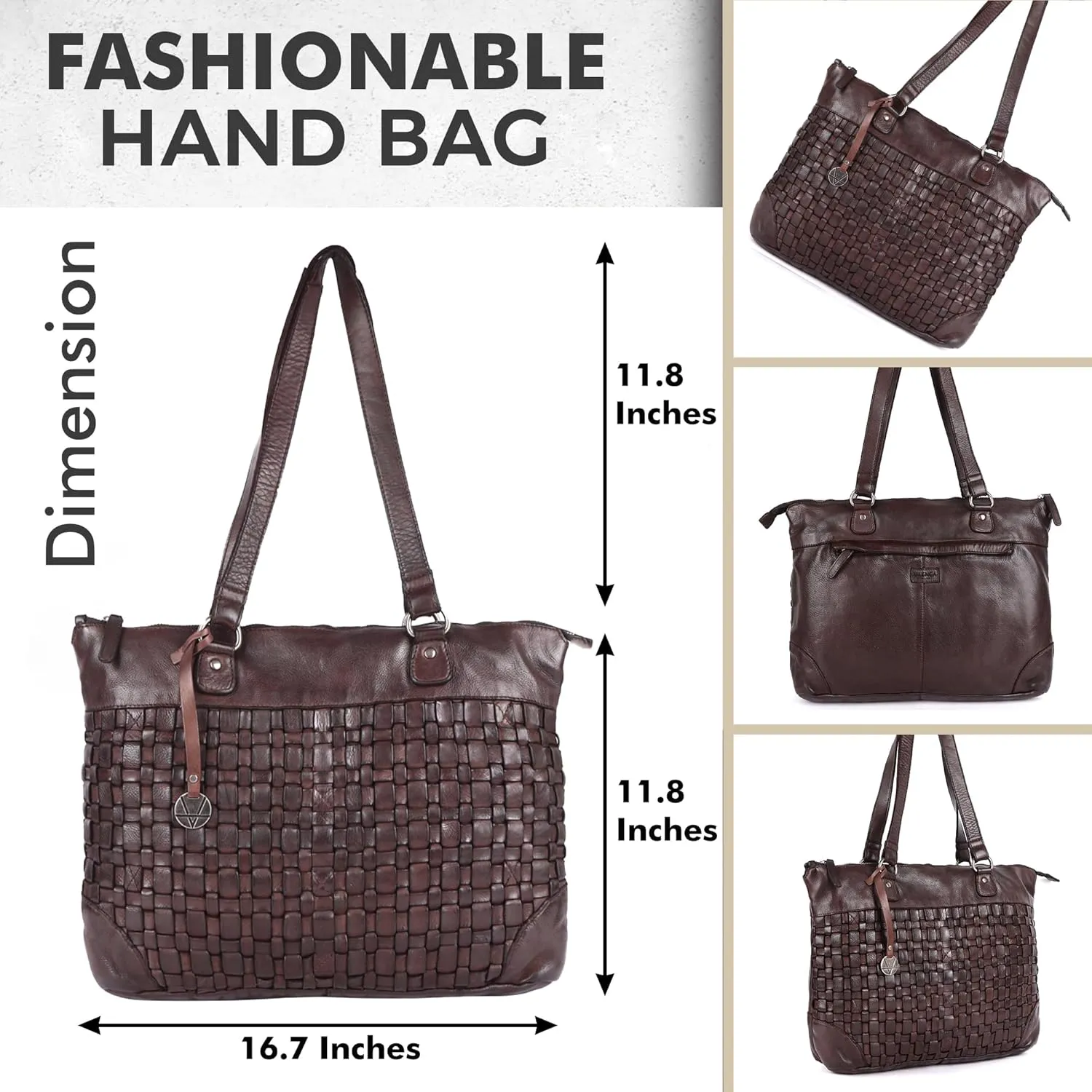 Genuine Leather Women's Tote Handbags, Satchel Purse Ladies Shoulder Bags with Top Handle