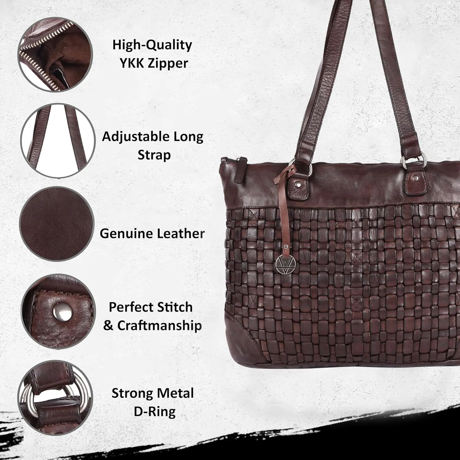 Genuine Leather Women's Tote Handbags, Satchel Purse Ladies Shoulder Bags with Top Handle