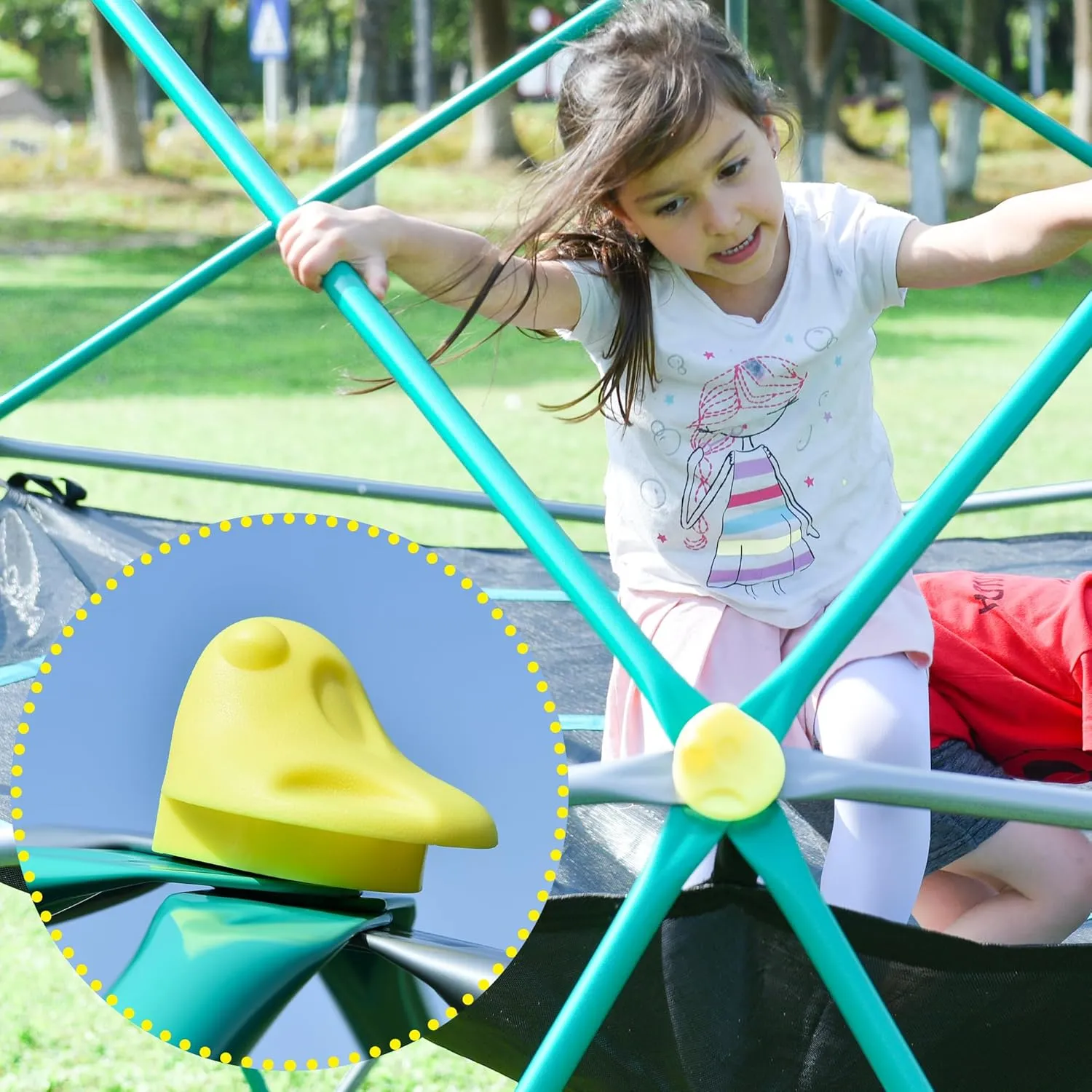 Geometric Dome Climber Play Center, Kids Climbing Dome Tower, Rust & UV Resistant Steel Supporting 1000 LBS (Green,Silver, 12ft)