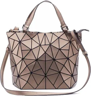 Geometric Lattice Top-handle Handbag for Women Matte Tote Purse Handbags Geometry Shoulder Bag