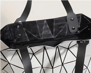 Geometric Lattice Top-handle Handbag for Women Matte Tote Purse tote leather tote bag