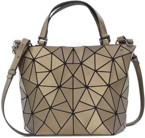 Geometric Luminous Purses and Handbags Shard Lattice Eco-Friendly Artificial Leather Rainbow Holographic Purse, Brown, Large