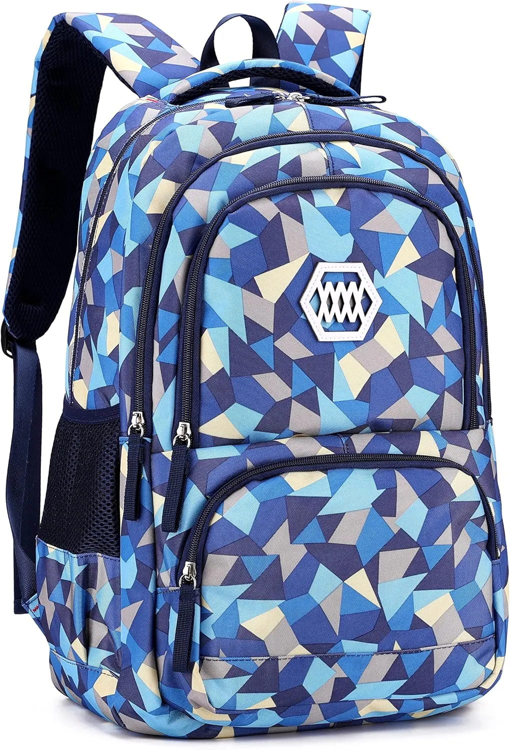 Geometric-Print Backpack for Boys Middle-School Elementary Bookbags