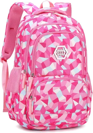 Geometric-Print Backpack for Girls Middle-School Elementary Bookbags