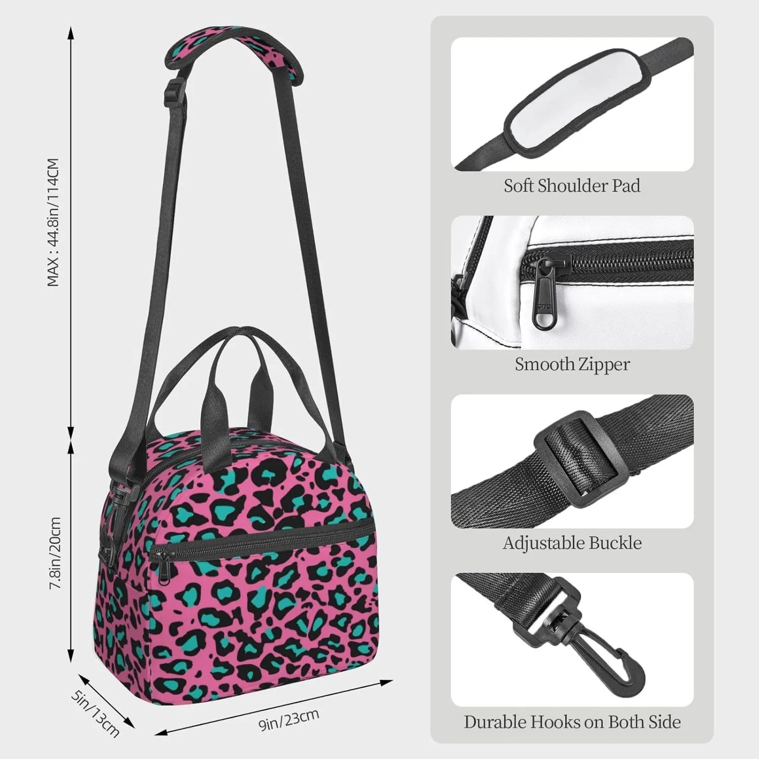 Geometric Print,Insulated Reusable Lunch Bag with Adjustable Shoulder Strap for Adults,Pavement Tile Bricks Modern Design,Leakproof Office Picnic Hiking Beach Tote Bag,Beige Black,9x5x7.8in