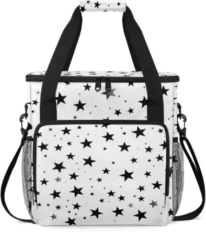 Geometric Stars Coffee Maker Carring Bag, Large Insulated Storage Organizer Case Tote Bags with Shoulder Strap for Travel Work Picnic